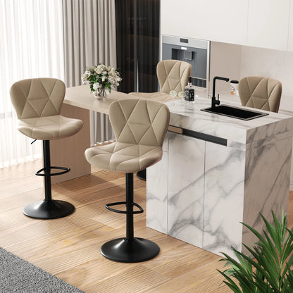 Modern Adjustable Bar Stools - Set of 2 with Soft Cushion